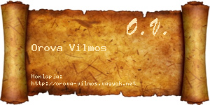 Orova Vilmos névjegykártya